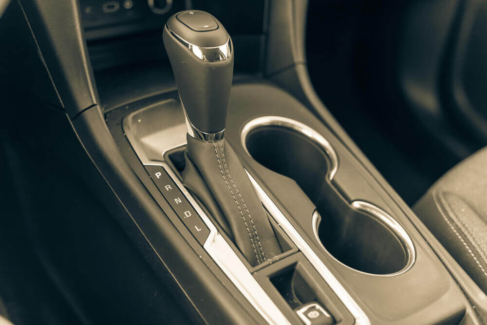 interior shot of driving school Mandurah's automatic car gear selecting lever in the center of the vehicle